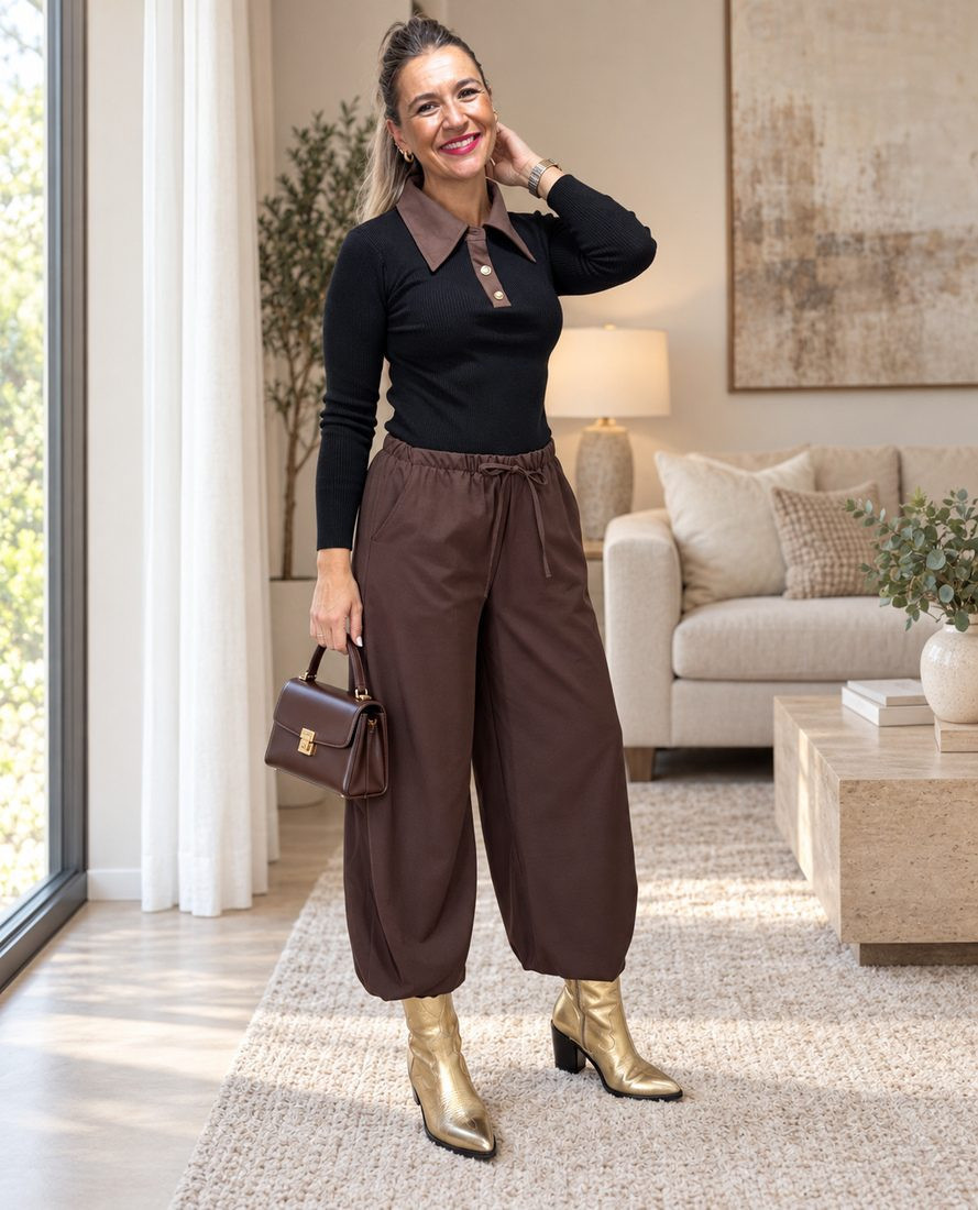 Pantalon Drop Marron