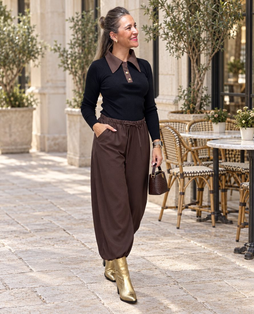 Pantalon Drop Marron