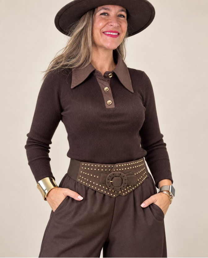 Jersey Polo Elia Marron