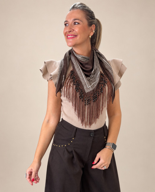 Pañuelo Marron Cenefa