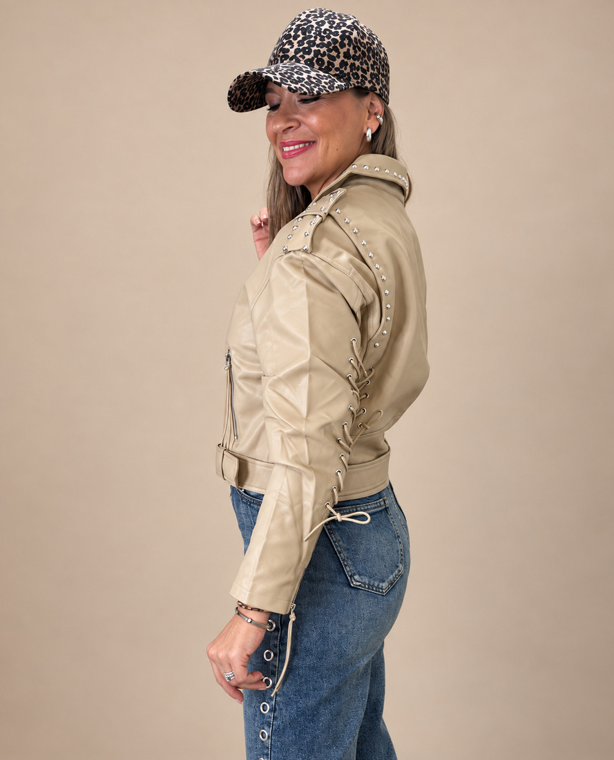 Chaqueta Biker Vega Beige