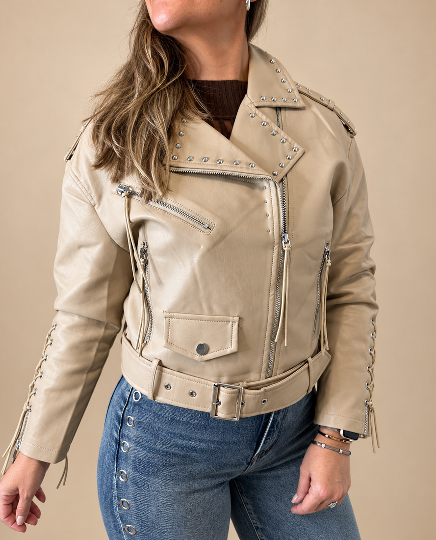 Chaqueta Biker Vega Beige