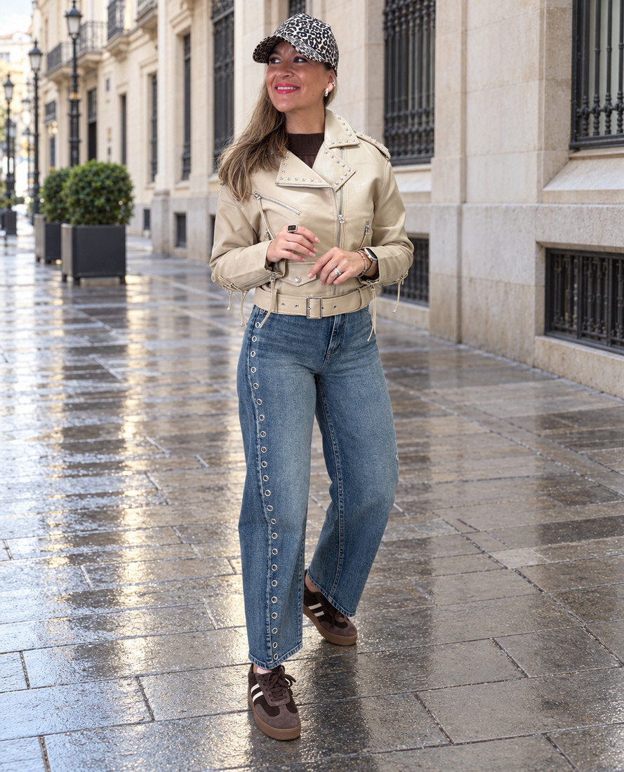 Chaqueta Biker Vega Beige