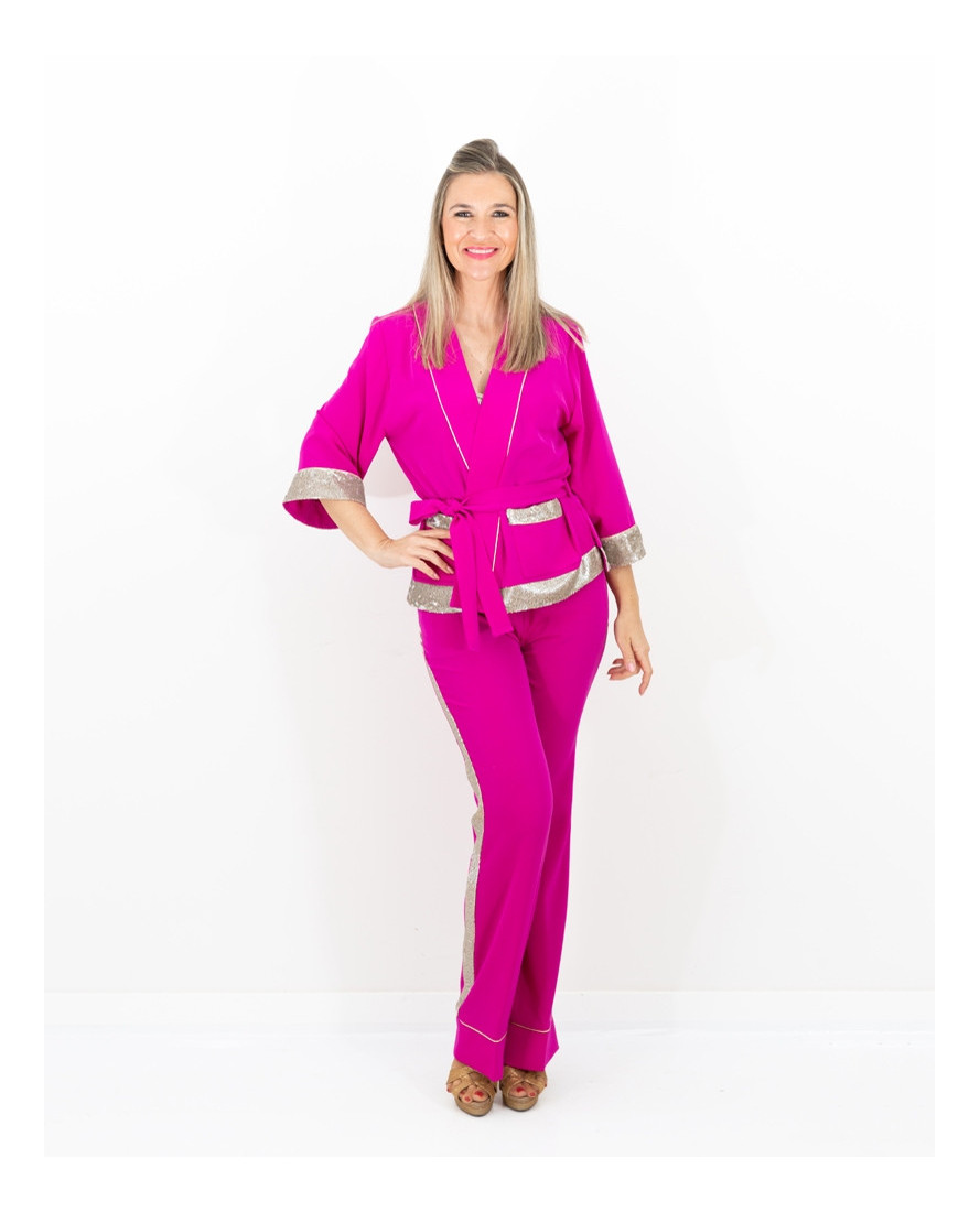 Kimono Traje Top Frambuesa
