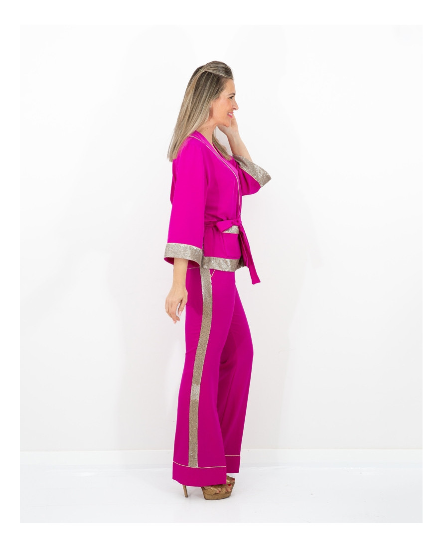 Kimono Traje Top Frambuesa