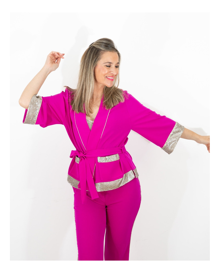 Kimono Traje Top Frambuesa