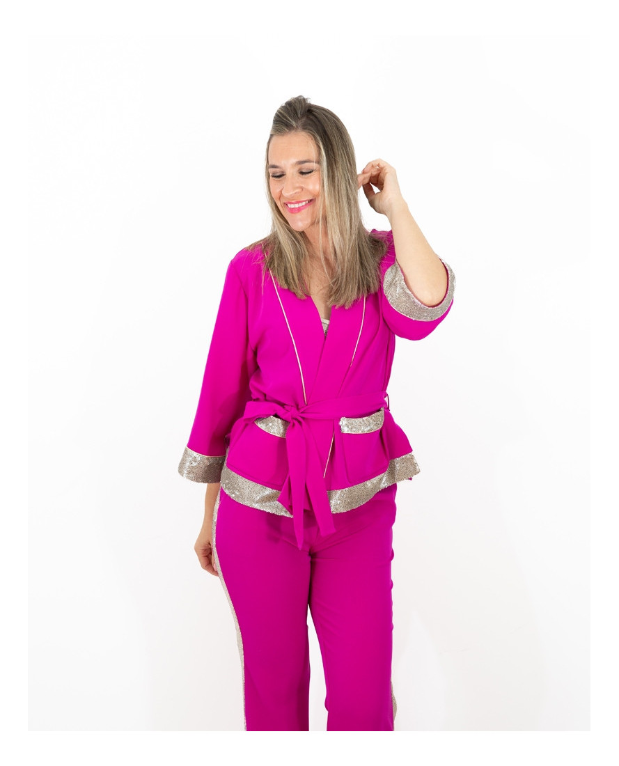 Kimono Traje Top Frambuesa