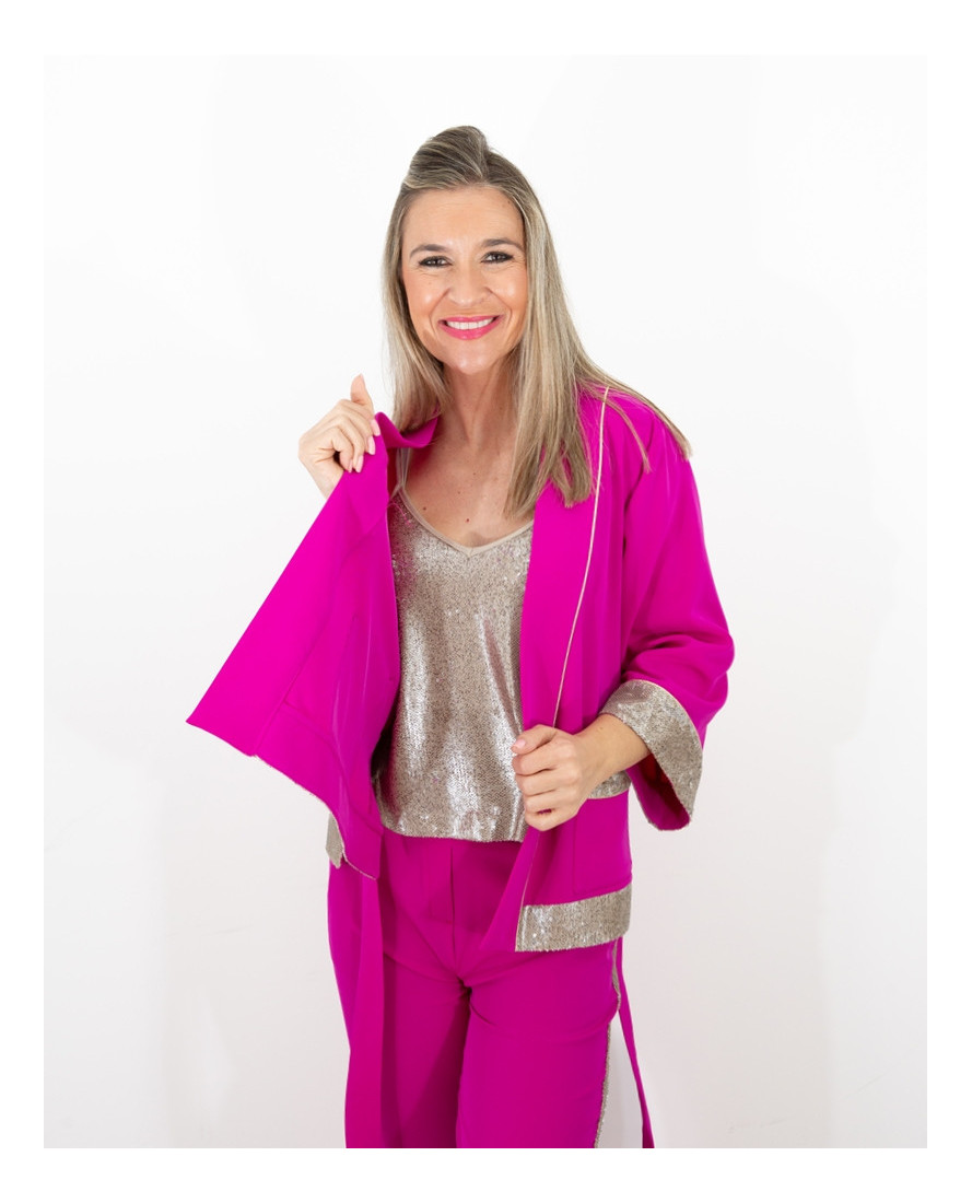 Kimono Traje Top Frambuesa