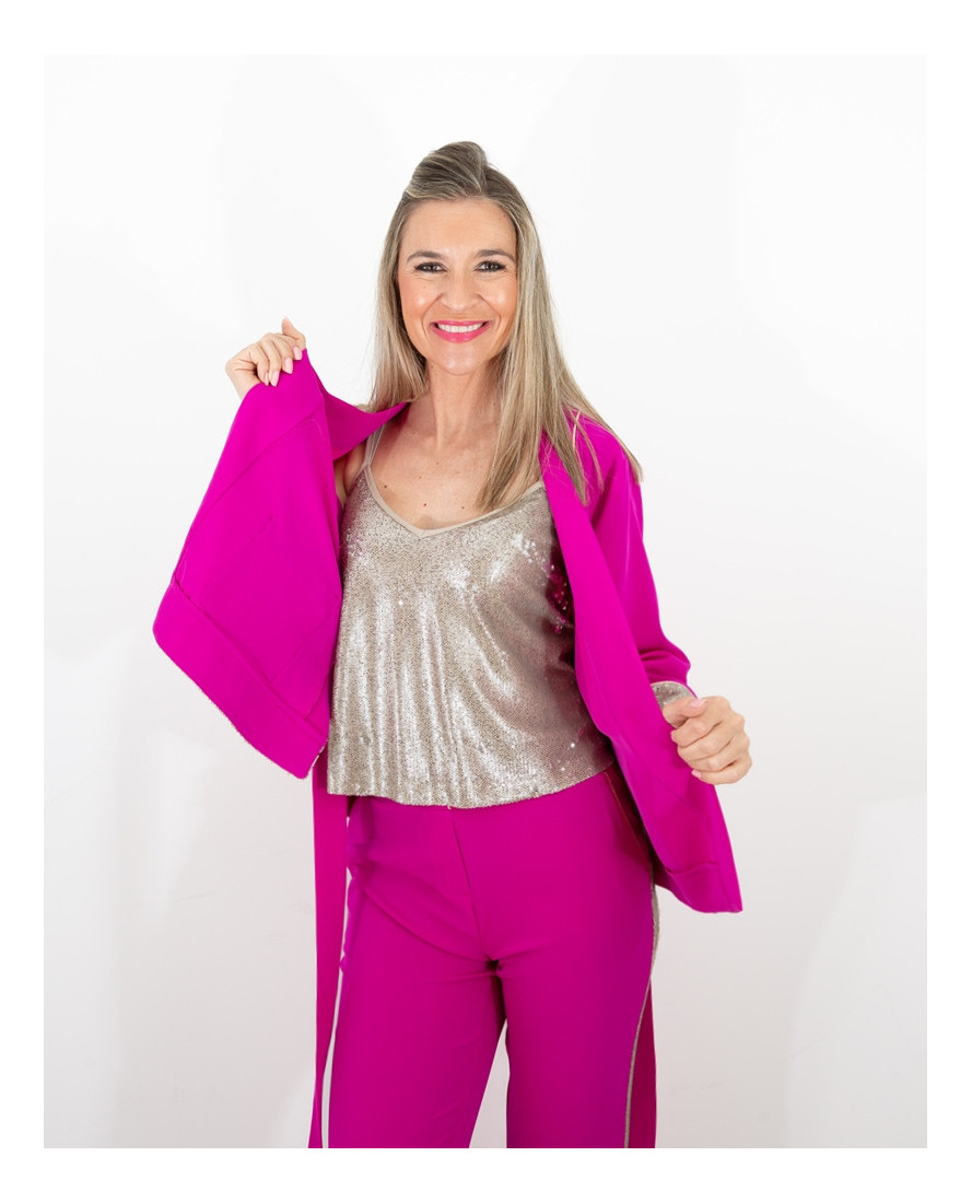 Kimono Traje Top Frambuesa